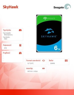 Dysk SkyHawk 6TB 3,5 cali 256MB ST6000VX009 Seagate