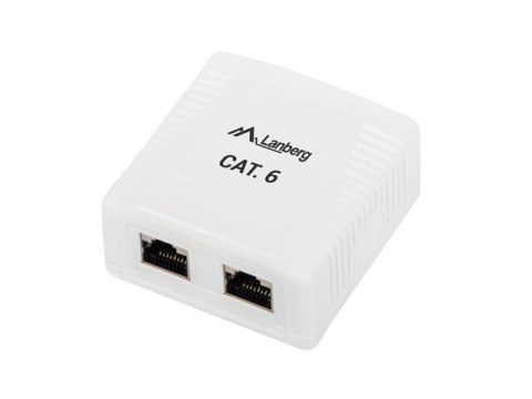 Gniazdo natynkowe 2x RJ45 Kat.6 białe ekranowane Lanberg