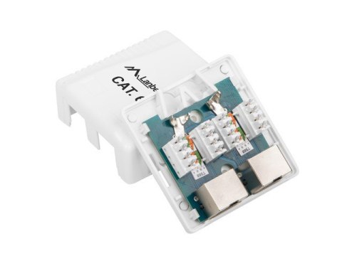 Gniazdo natynkowe 2x RJ45 Kat.6 białe ekranowane Lanberg