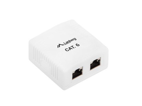 Gniazdo natynkowe 2x RJ45 Kat.6 białe ekranowane Lanberg