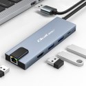 HUB Adapter USB-C 5w1 | USB-C PD 100W | 2xUSB | HDMI 4K | RJ45 Qoltec
