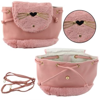 LEAN Plecak Dziecięcy Pluszowy Uszy Regulowany Pasek Różowy 22cm 4L