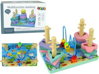 LEAN Toys Drewniane Klocki Sorter Morski Świat Koraliki Edukacyjne