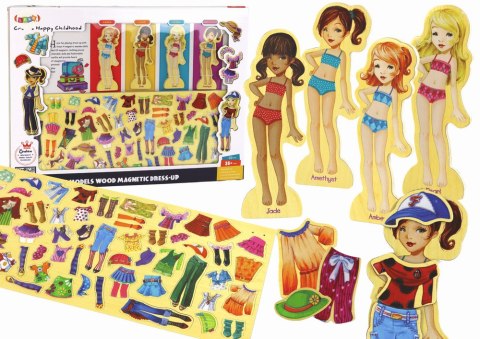 LEAN Toys Puzzle Magnetyczne Lalki Ubrania Stylizacja 65 Elementów Ubioru