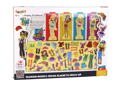 LEAN Toys Puzzle Magnetyczne Lalki Ubrania Stylizacja 65 Elementów Ubioru