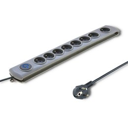 Listwa antyprzepięciowa Quick Switch, 8 gniazd, 1,8m, szara Qoltec