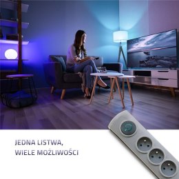 Listwa antyprzepięciowa Quick Switch, 8 gniazd, 1,8m, szara Qoltec