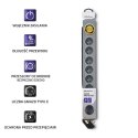Listwa antyprzepięciowa Quick Switch, 8 gniazd, 1,8m, szara Qoltec