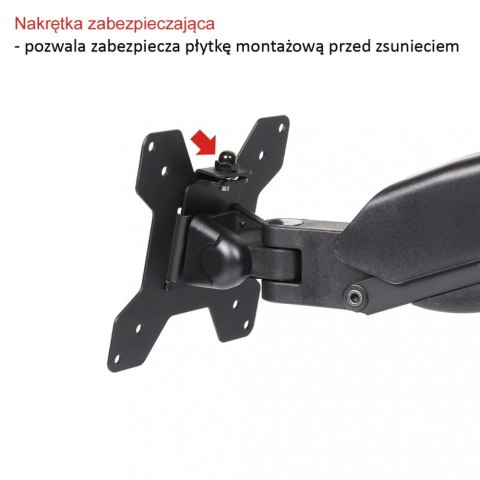 Uchwyt ścienny na sprężynie gazowej do 1 monitora LED/LCD 13-27 cali L-12GW ART Uchwyt ścienny na sprężynie gazowej do 1 monitora LED/LCD 13-27 cali L-12GW ART