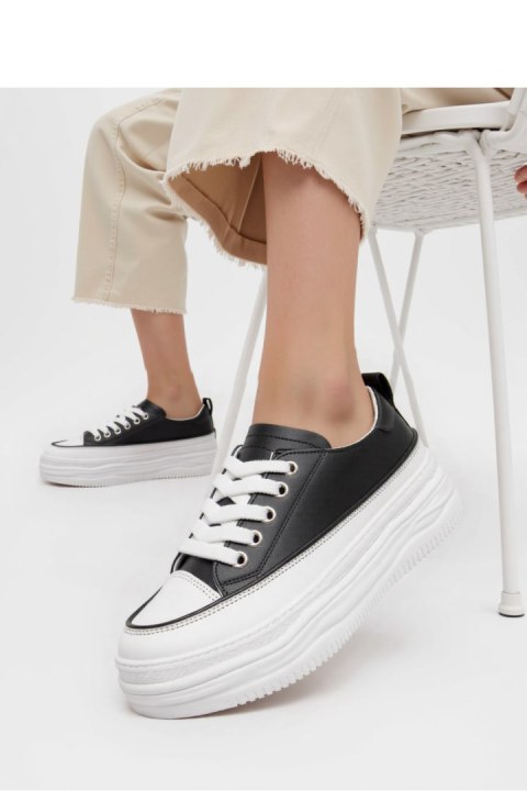 Damskie Sneakersy PLATFORMIA ? Black White - Inello Damskie Sneakersy PLATFORMIA ? Black White - Inello