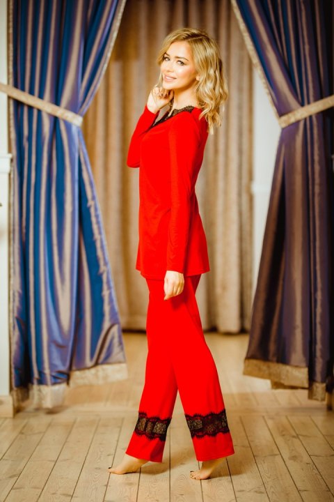 Piżama Komplet Model Kapas wiskoza Red - Kalimo Piżama Komplet Model Kapas wiskoza Red - Kalimo