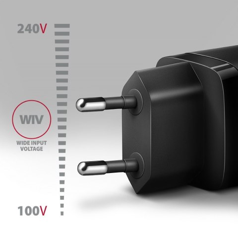 ACU-PQ20 Ładowarka sieciowa 20W, QC3.0/AFC/FCP + PD type-C Czarna AXAGON