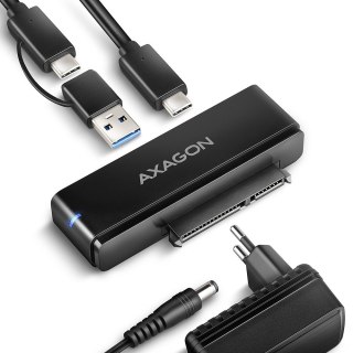 ADSA-FPX Adapter USB-C 10Gbps SATA 6G 2.5"/3.5" SSD/HDD FASTPORT X, w tym zasilacz, 60cm USB-C/USB-A kabel AXAGON