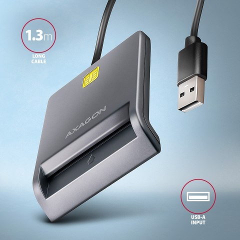CRE-SM3T Czytnik kart identyfikacyjnych USB, 1.3m kabel AXAGON