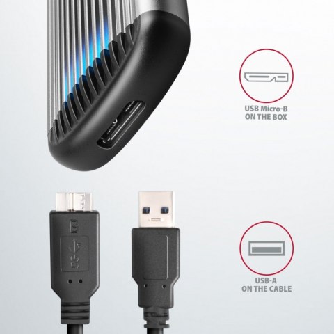 EEM2-SA Obudowa zewnętrzna aluminiowa bezśrubowa USB 3.2 GEN 1 M.2 SATA SSD AXAGON