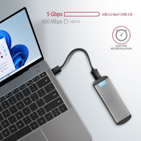EEM2-SA Obudowa zewnętrzna aluminiowa bezśrubowa USB 3.2 GEN 1 M.2 SATA SSD AXAGON