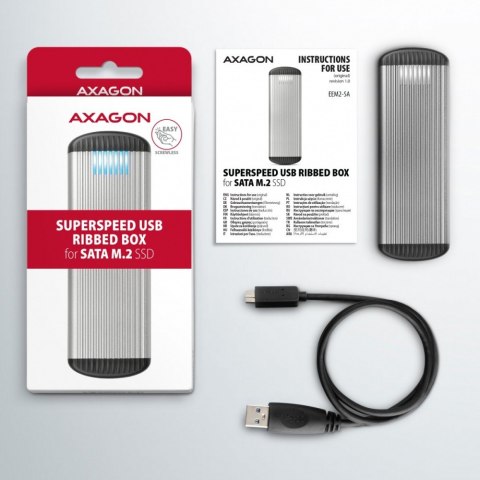 EEM2-SA Obudowa zewnętrzna aluminiowa bezśrubowa USB 3.2 GEN 1 M.2 SATA SSD AXAGON