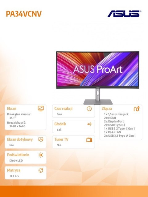 Monitor 34 cale PA34VCNV Asus Monitor 34 cale PA34VCNV Asus