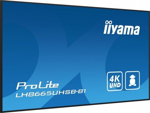 Monitor 86 cali LH8665UHSB-B1, 24/7, IPS, ANDROID 11, 4K, 800cd, iiSignage2, SDM, 2x HDMI, DP, 2x USB,2x 10W, RJ45, WiFi, 4/32GB IIYAMA