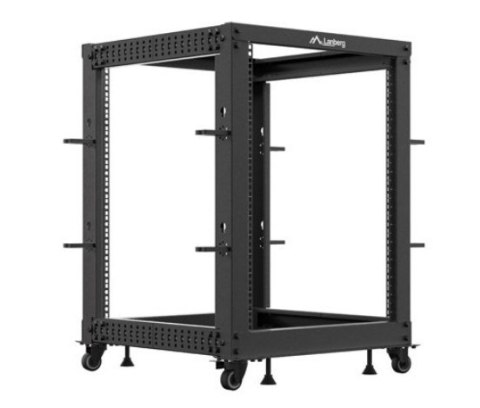 Open rack 19'' 15U 600x600-1100 regulowany czarny Lanberg