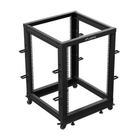 Open rack 19'' 15U 600x600-1100 regulowany czarny Lanberg