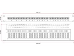 Patch panel UTP kat.5e 24 porty LSA z półką 1U ALANTEC
