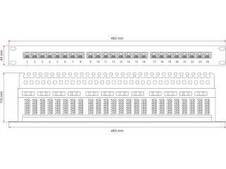 Patch panel UTP kat.5e 24 porty LSA z półką 1U ALANTEC