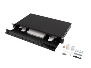 Przełącznica światłowodowa 12XSC simplex/12XLC duplex rack 19 1U czarna + akcesoria Lanberg