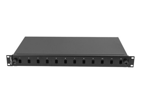 Przełącznica światłowodowa 12XSC simplex/12XLC duplex rack 19 1U czarna + akcesoria Lanberg
