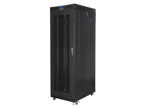 Szafa stojąca rack 19 cali 42U 800x1200 czarna drzwi perforowane LCD (flat pack) V2