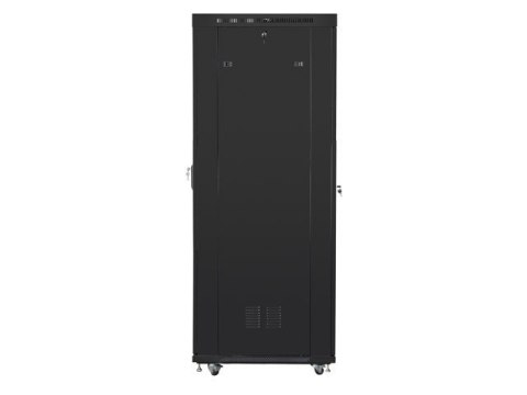 Szafa stojąca rack 19 cali 42U 800x1200 czarna drzwi perforowane LCD (flat pack) V2