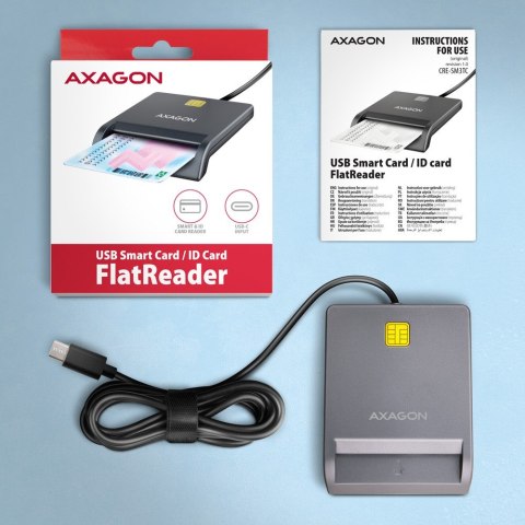 CRE-SM3TC Czytnik kart identyfikacyjnych USB-C, 1.2m kabel AXAGON
