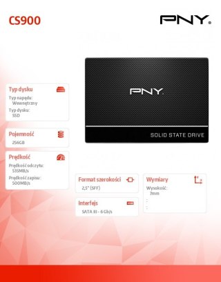 Dysk SSD 256GB CS900 2.5 S3 BULK PNY