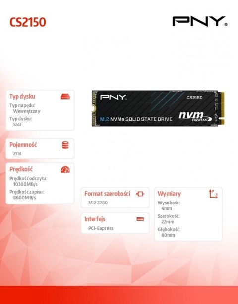Dysk SSD 2TB M.2 2280 CS2150 M280CS2150-2TB-TB PNY