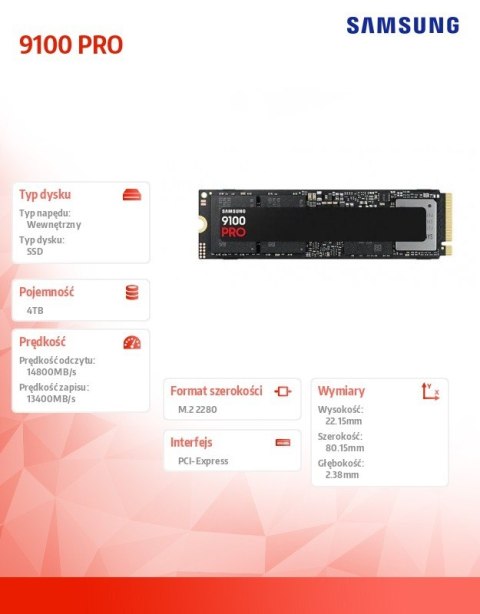 Dysk SSD 9100 PRO NVMe MZ-VAP4T0BW Samsung