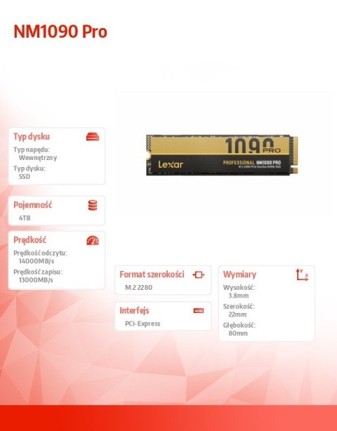 Dysk SSD NM1090 Pro 4TB Gen5 14000/13000 Lexar