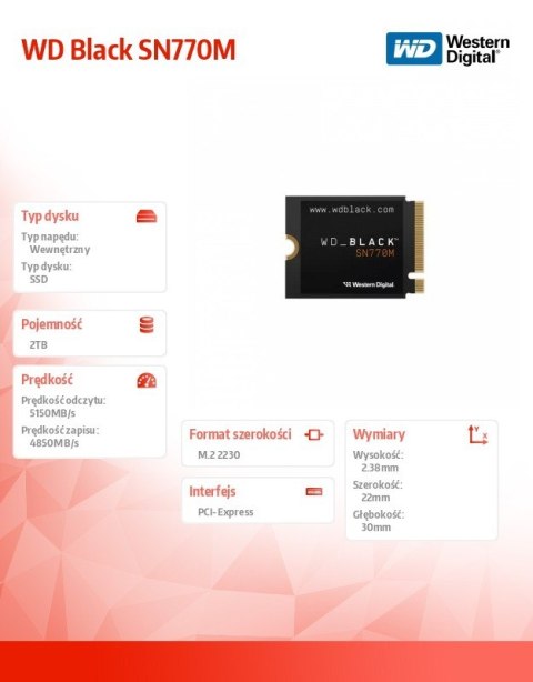 Dysk SSD Black SN770M 2TB NVMe 2230 M2 Western Digital