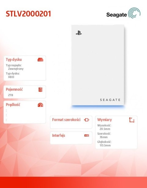 Dysk zewnętrzny Game Drive for PS5 2TB HDD STLV2000101 Seagate Dysk zewnętrzny Game Drive for PS5 2TB HDD STLV2000101 Seagate
