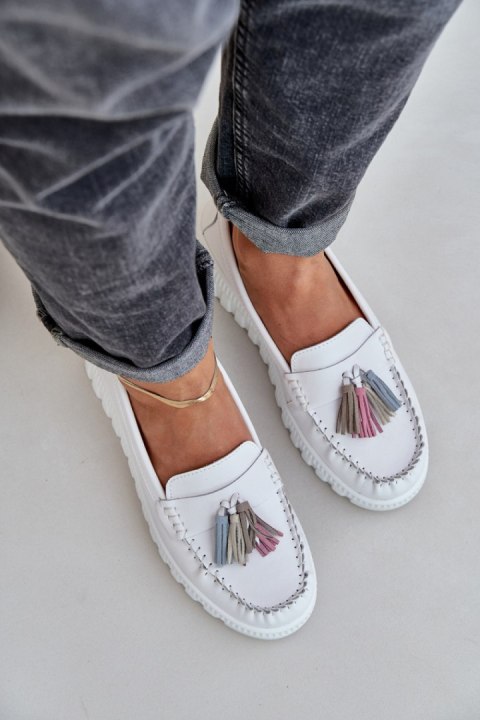 Mokasyny Model Eleazetta 25PB18-8561 White - Step in style Mokasyny Model Eleazetta 25PB18-8561 White - Step in style