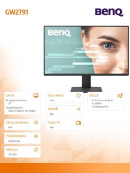 Monitor 27 cali GW2791 LED 5ms/100Hz/IPS/HDMI Benq