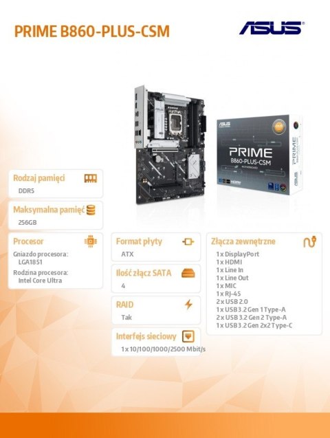 Płyta główna PRIME B860-PLUS-CSM Asus Płyta główna PRIME B860-PLUS-CSM Asus