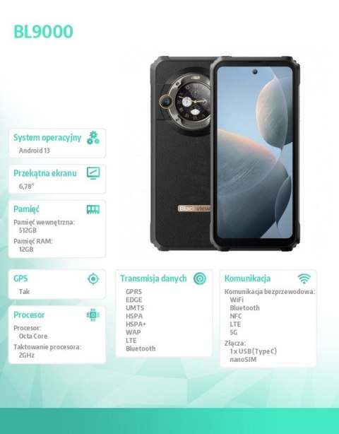 Smartfon BL9000 5G 12/512GB czarny Blackview