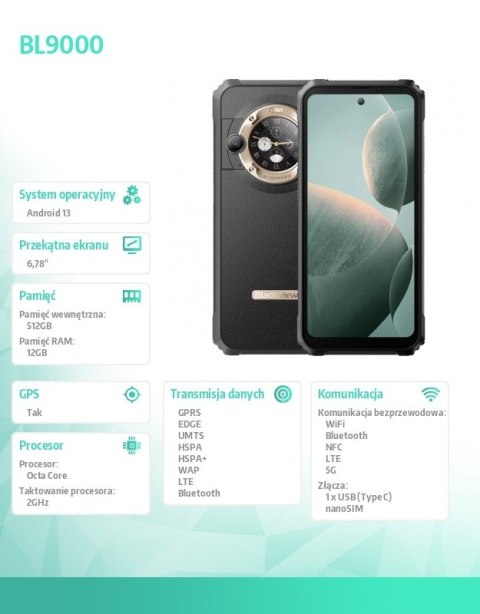 Smartfon BL9000 5G 12/512GB złoty Blackview