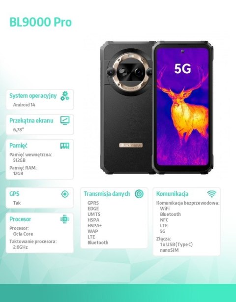 Smartfon BL9000 Pro 5G 12/512GB złoty Blackview