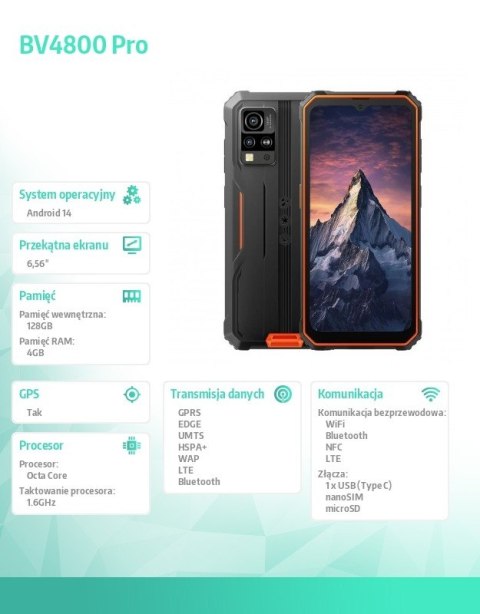 Smartfon BV4800 Pro 4/128GB pomarańczowy Blackview