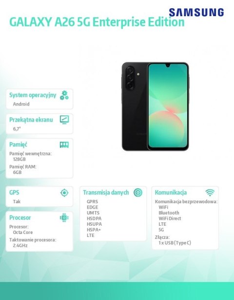 Smartfon GALAXY A26 5G 6/128 GB czarny Enterprise Edition Samsung