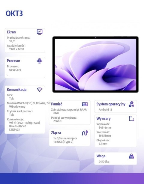 Tablet OKT3 4G 10,51" 8/256GB Czarny OUKITEL