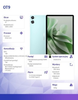 Tablet OT9 11 4/128GB Zielony