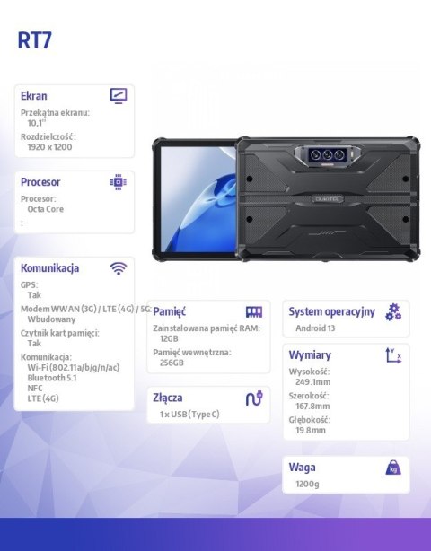 Tablet RT7 12/256GB czarny OUKITEL