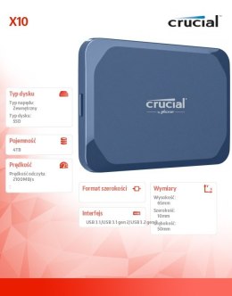 Dysk zewnętrzny SSD X10 4TB USB-C 2100MB/s Crucial